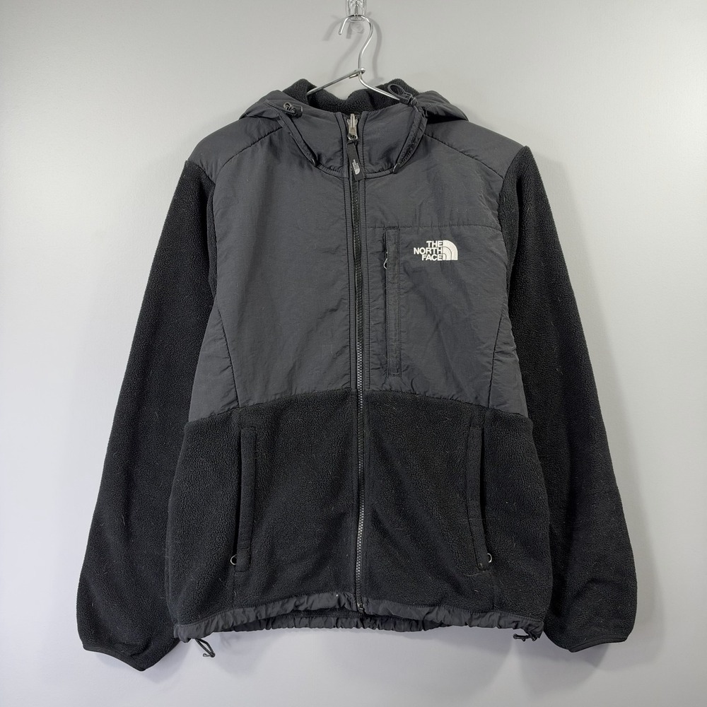 The North Face Denali Fleece Jacket Womens Medium Black Hooded Full Zip Outdoor